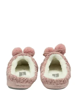 Dunlop Ladies Knitted Closed Toe Mule Slippers Light Pink