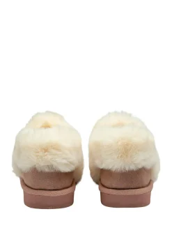 Dunlop Faux Suede Collar Full Slippers Pink Outlet