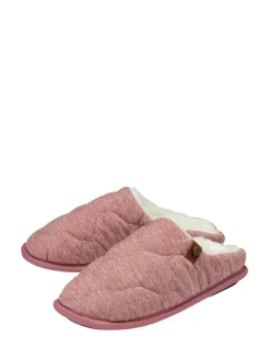 Dunlop Ladies Closed Toe Quilted Mule Slippers Pink Hot