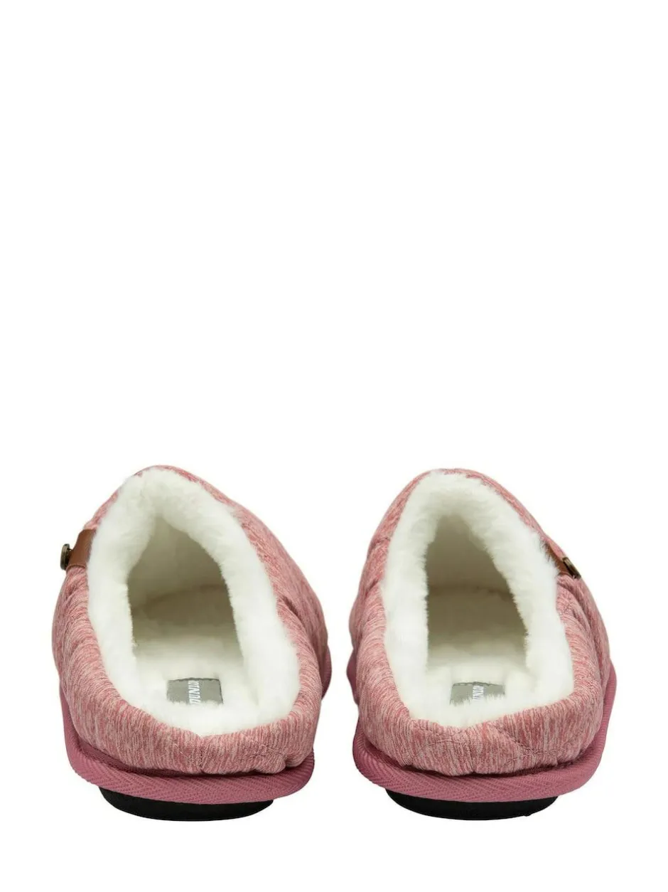 Dunlop Ladies Closed Toe Quilted Mule Slippers Pink Hot