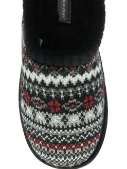 Dunlop Mens Fairisle Pattern Warm Lined Slipper Mules White Clearance