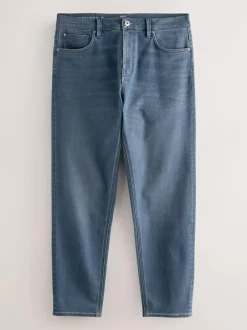 Next Dusky Blue Regular Tapered Fit Motionflex Jeans New
