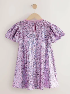 Next Angel Sleeve Sequin Party Dress (3-16yrs) Dusky Pink Sale