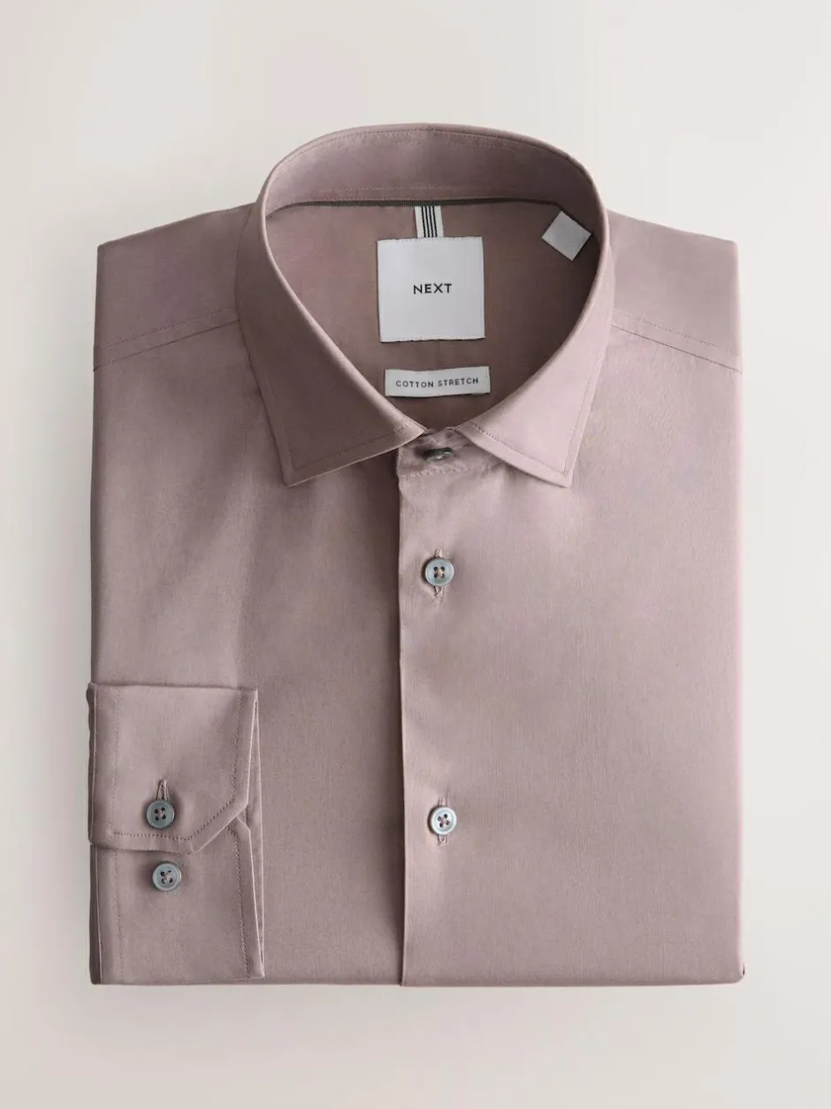 Next Dusky Pink Slim Fit Cotton Stretch Long Sleeve Formal Shirt Hot