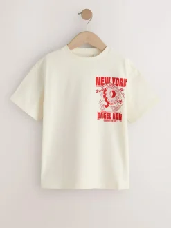 Next Ecru Bagel Oversized Graphic Print T-Shirt (3-16yrs) Discount