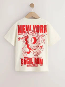 Next Ecru Bagel Oversized Graphic Print T-Shirt (3-16yrs) Discount