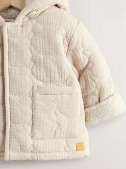 Next Ecru Bear Print Quilted Baby Zip Through Jacket Hot