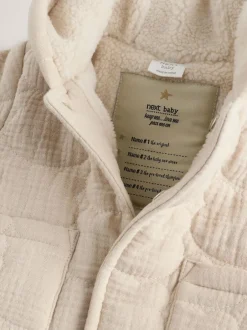 Next Ecru Bear Print Quilted Baby Zip Through Jacket Hot