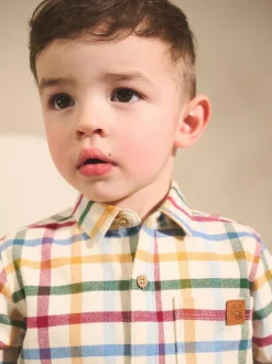Next Long Sleeve Character Shirt (3mths-7yrs) Ecru Bright Gingham Check Clearance