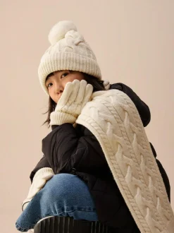 Next Cable Beanie Scarf and Gloves Set (3-16yrs) Ecru Hot