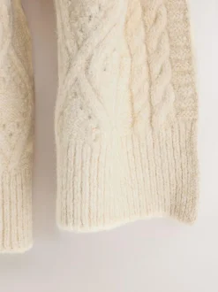Next Ecru Cable Knit Cosy Scarf Discount