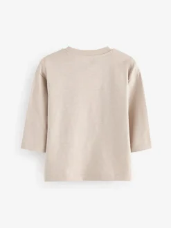 Next Ecru Cream Long Sleeves Semi Plain T-Shirt (3mths-7yrs) New
