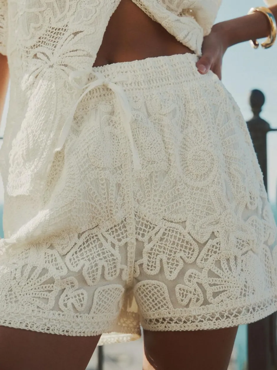 Next Ecru Crochet Tie Waist Shorts Online