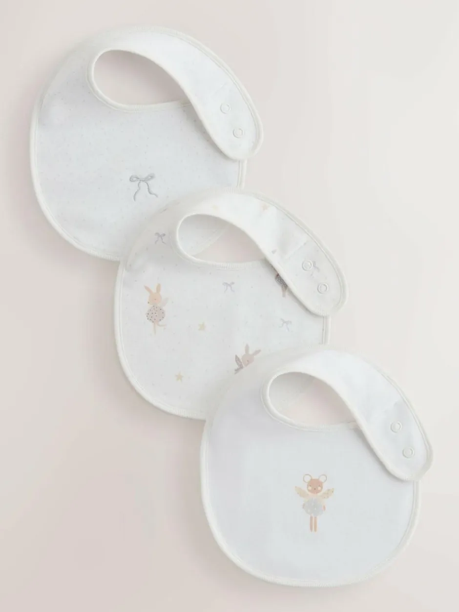 Next Ecru Fairy Mouse Baby Bibs 3 Pack Discount