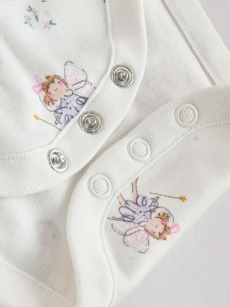 Next Ecru Fairy Short Sleeve Bodysuits 5 Pack
