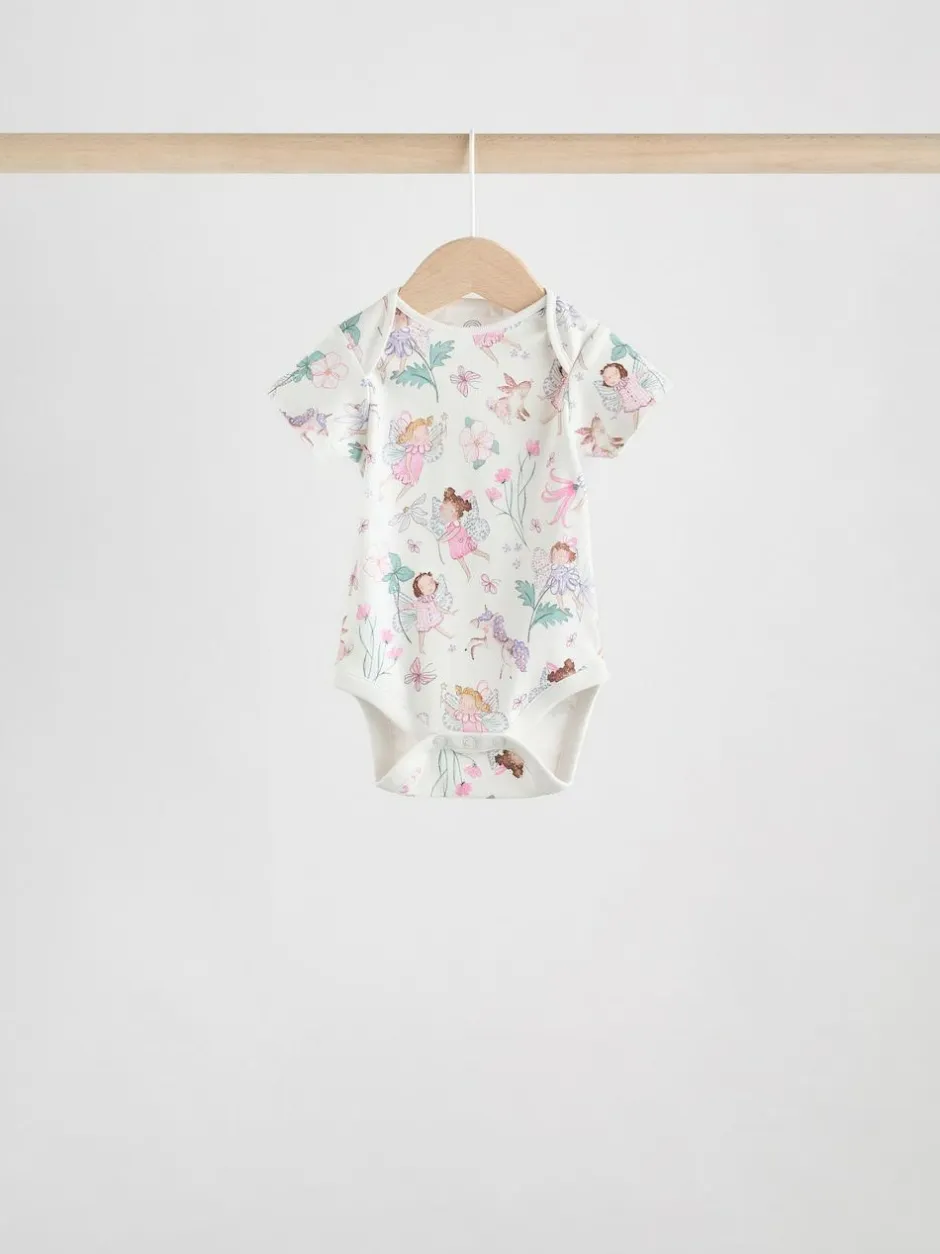 Next Ecru Fairy Short Sleeve Bodysuits 5 Pack