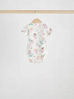 Next Ecru Fairy Short Sleeve Bodysuits 5 Pack