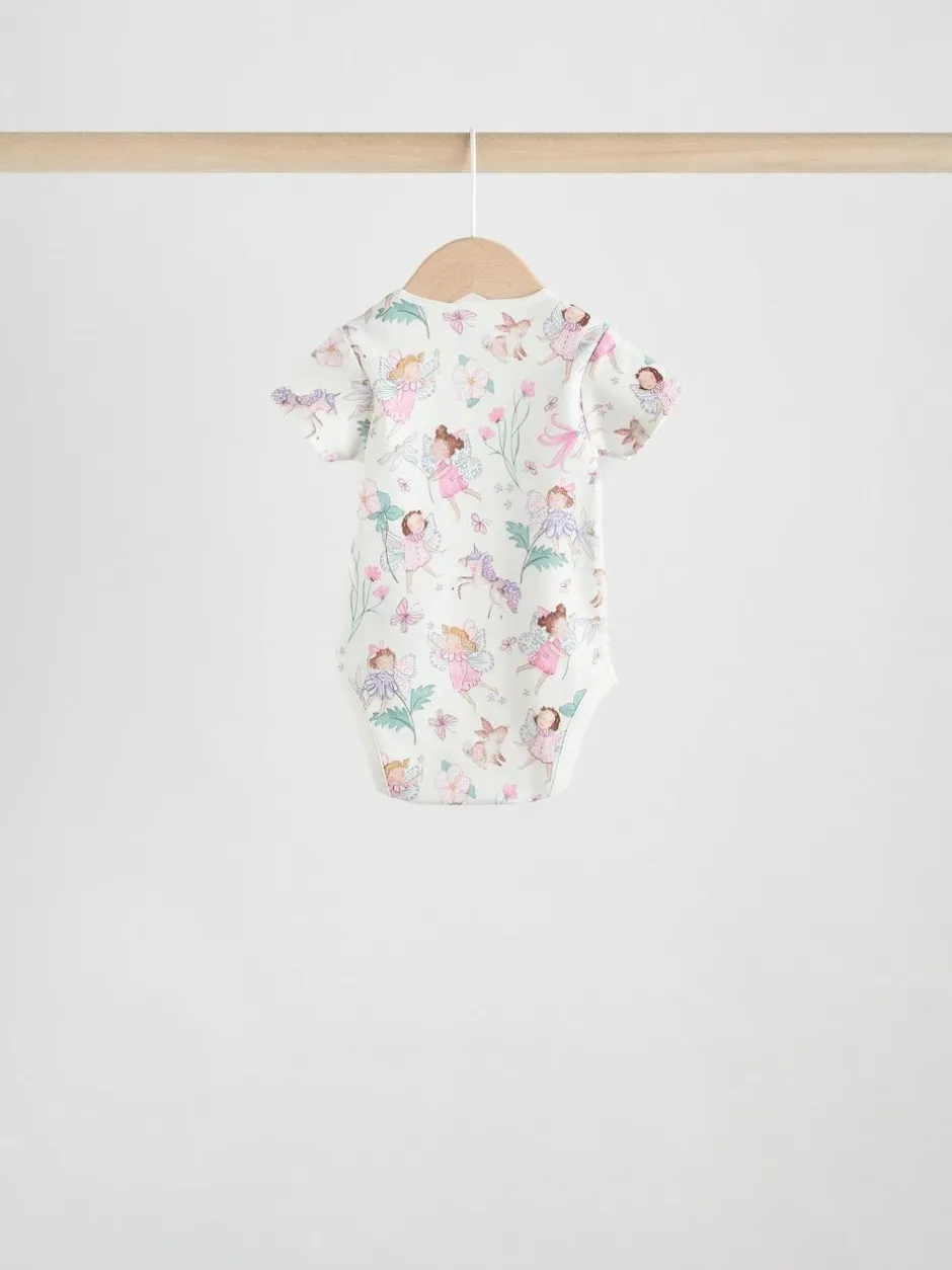 Next Ecru Fairy Short Sleeve Bodysuits 5 Pack