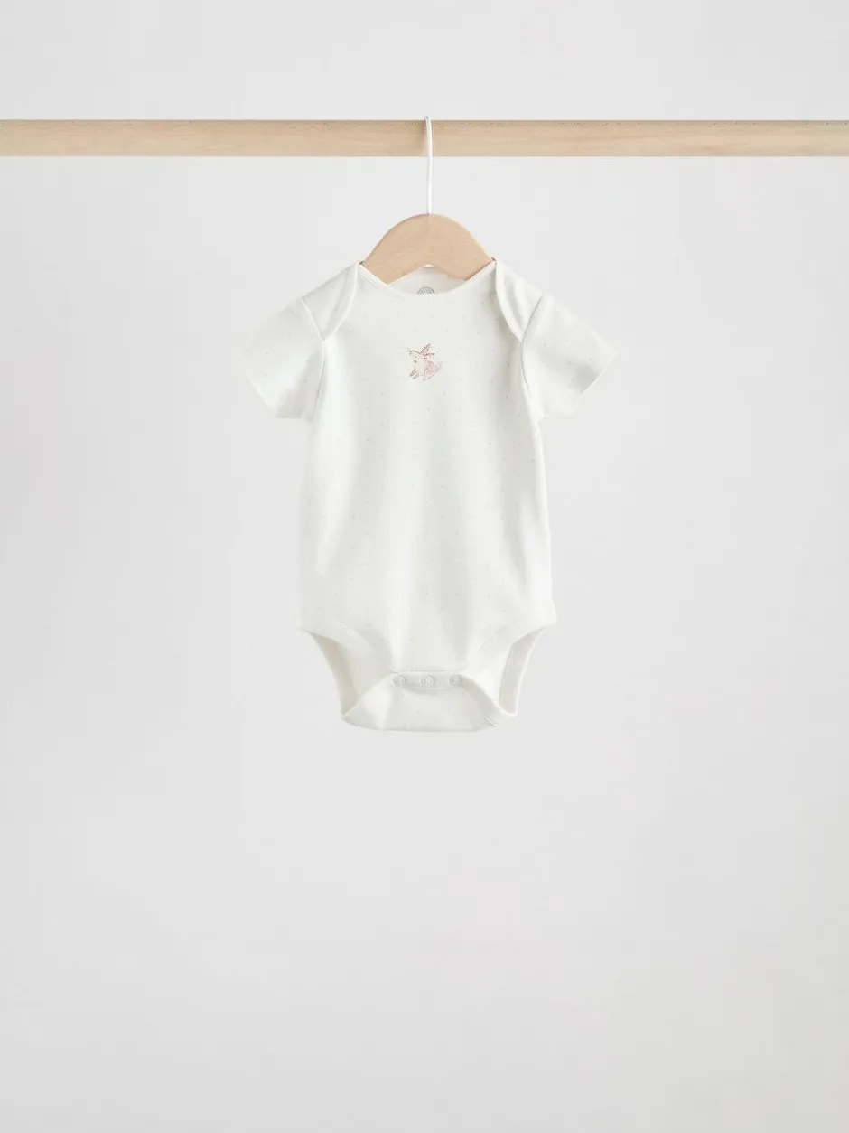 Next Ecru Fairy Short Sleeve Bodysuits 5 Pack