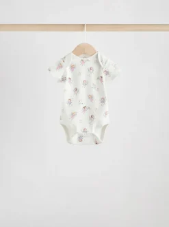 Next Ecru Fairy Short Sleeve Bodysuits 5 Pack