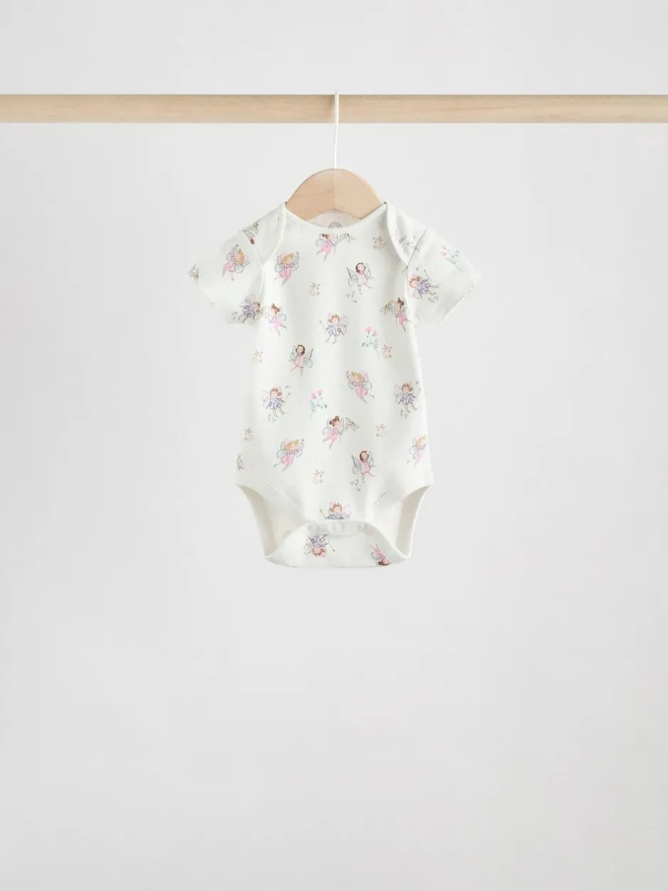 Next Ecru Fairy Short Sleeve Bodysuits 5 Pack