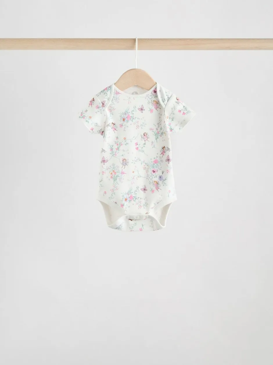 Next Ecru Fairy Short Sleeve Bodysuits 5 Pack