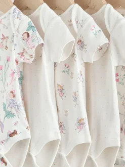 Next Ecru Fairy Short Sleeve Bodysuits 5 Pack