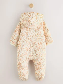 Next Ecru Floral Printed Baby Hooded Crinkle Woven Pramsuit (0mths-2yrs) Online