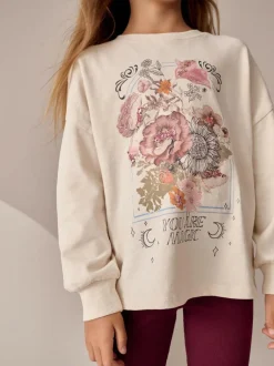 Next Ecru Floral Sequin Long Sleeve Top (3-16yrs) Discount