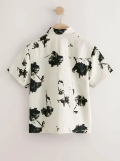 Next Ecru Floral Short Sleeve Printed Shirt (3-16yrs) Hot
