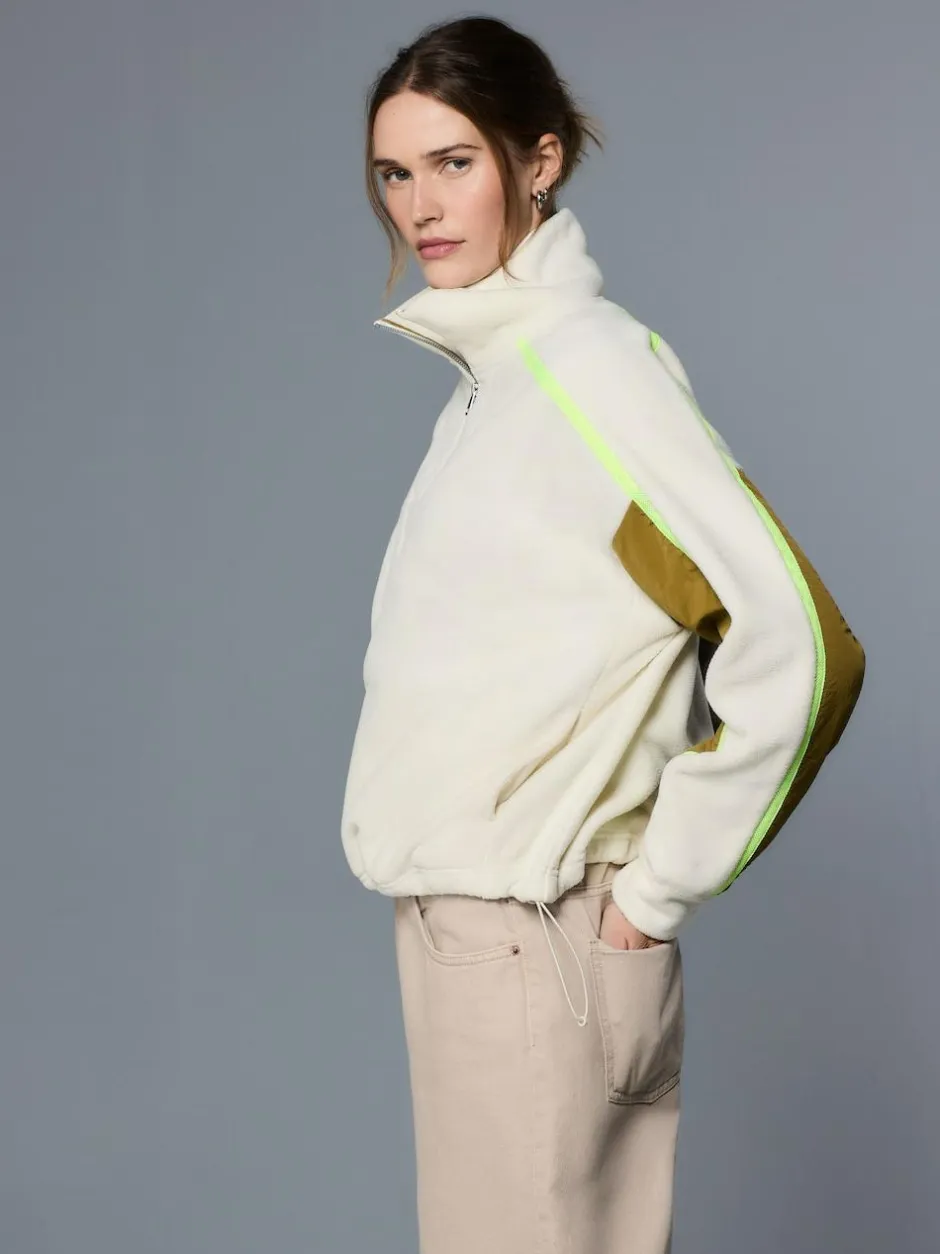 Next Half Zip Fleece with Colourblock Panels Ecru Best