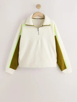 Next Half Zip Fleece with Colourblock Panels Ecru Best