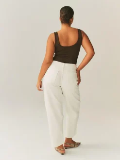 Next Ecru Hourglass Wide Leg Barrel Denim Jeans Sale