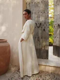 Next Jersey Kaftan Maxi Dress Ecru New