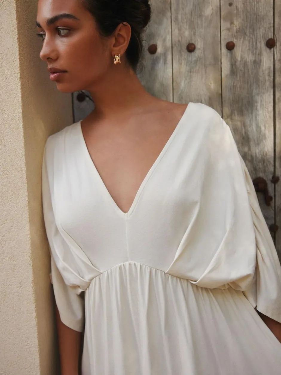 Next Jersey Kaftan Maxi Dress Ecru New