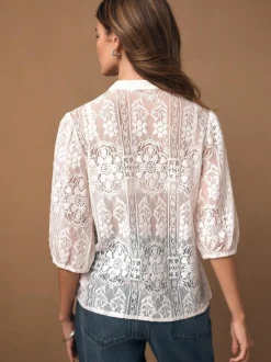 Next Lace Half Sleeve Blouse Ecru Hot