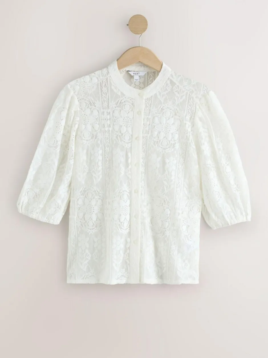 Next Lace Half Sleeve Blouse Ecru Hot
