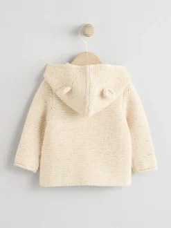 Next Knitted Hooded Baby Cardigan Ecru Neppy Hot
