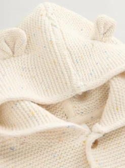 Next Knitted Hooded Baby Cardigan Ecru Neppy Hot