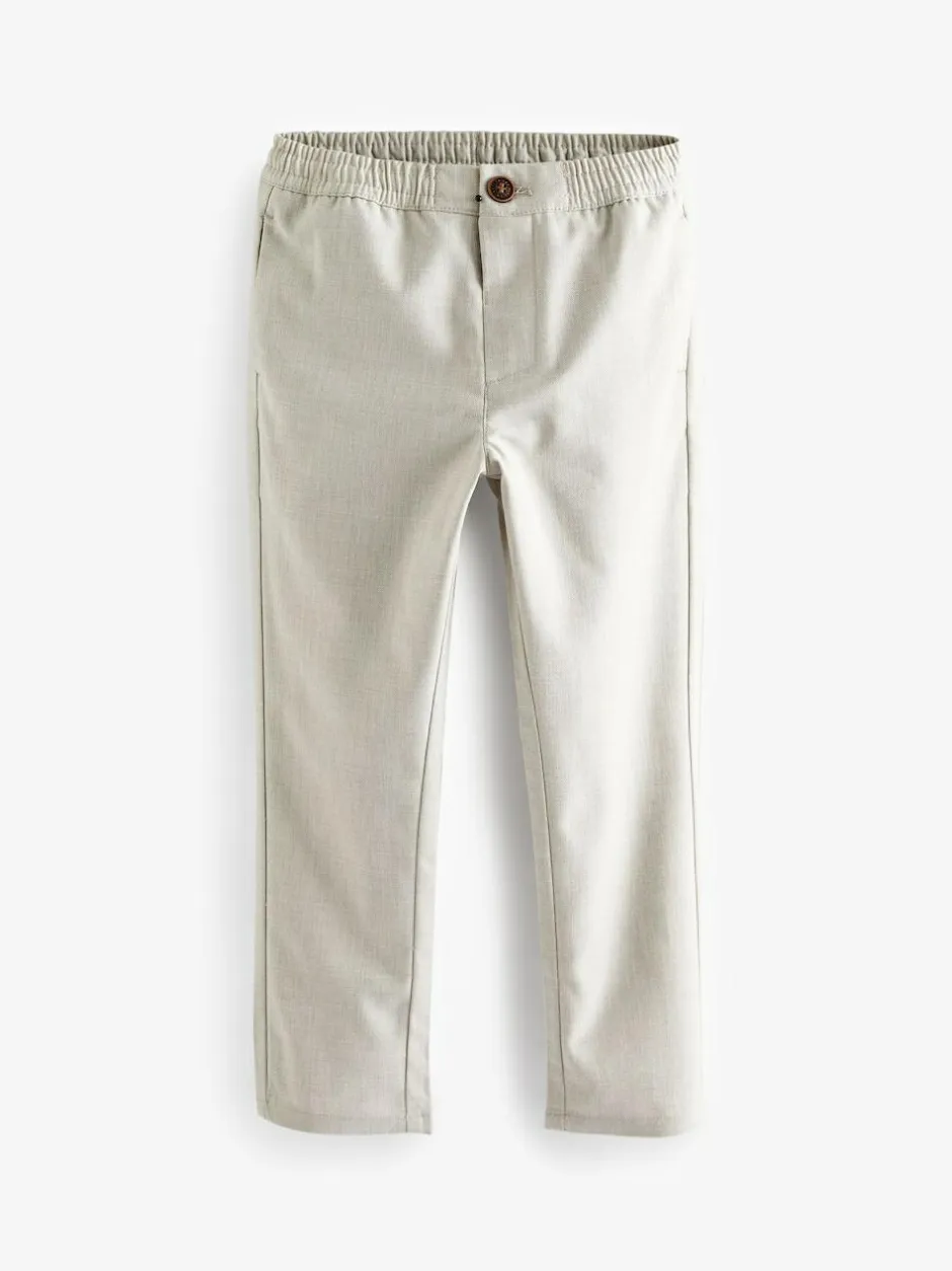 Next Ecru Neutral Smart Linen Blend Trousers (3-16yrs)