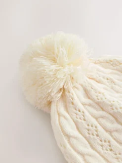 Next Pointelle Cable Knitted Pom Hat (0mths-2yrs) Ecru Online