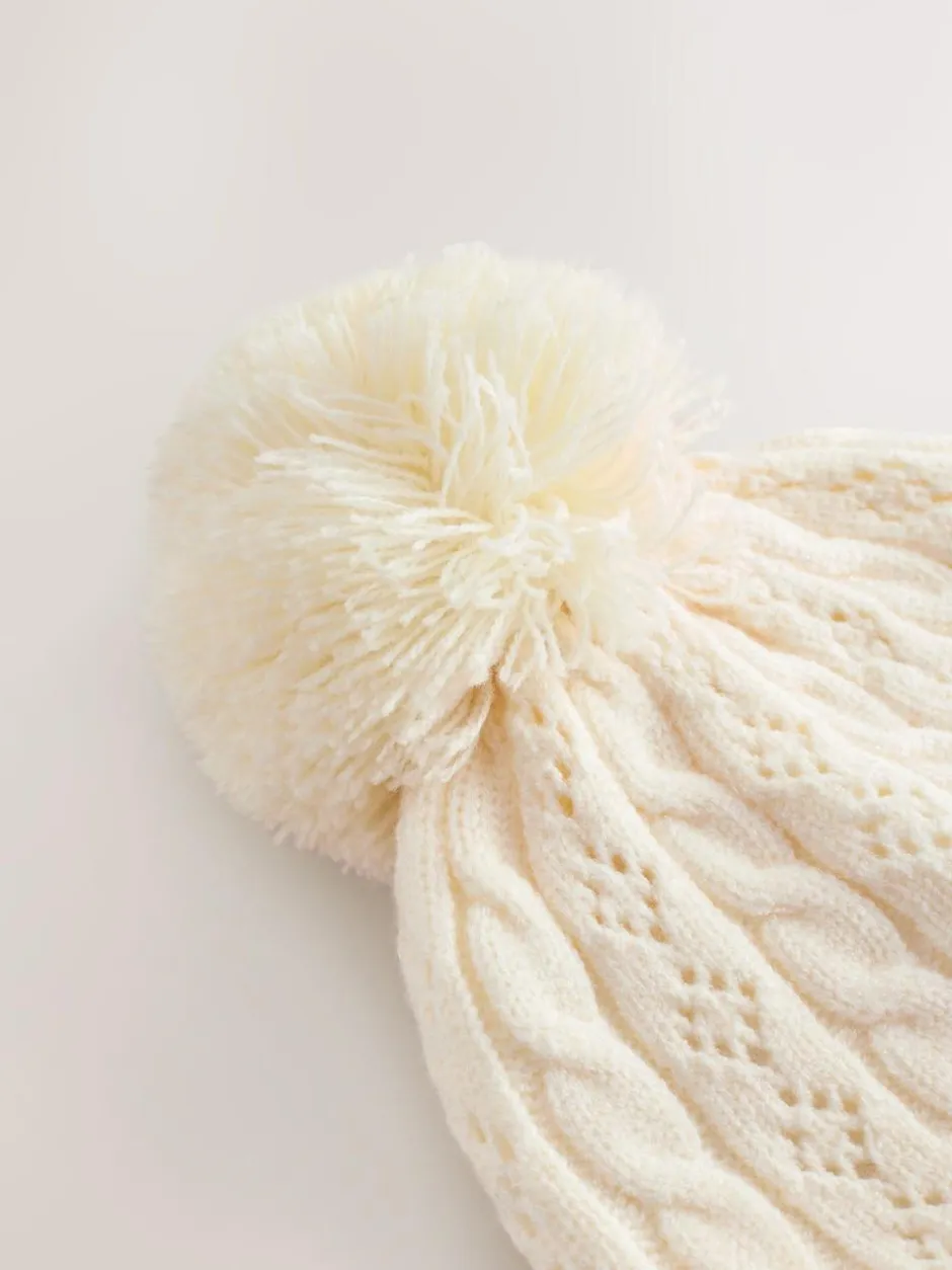 Next Pointelle Cable Knitted Pom Hat (0mths-2yrs) Ecru Online
