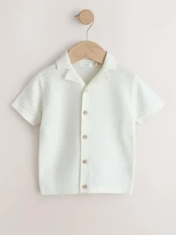 Next Revere Collar Short Sleeve Knitted Polo Shirt (3mths-7yrs) Ecru Best