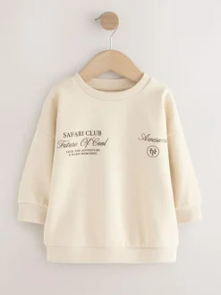 Next Ecru Safari Club Back Printed Crew Neck Jersey Sweatshirt (3mths-7yrs) Sale
