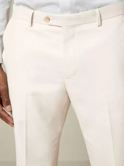Next Ecru Slim Fit Textured Suit Trousers Clearance