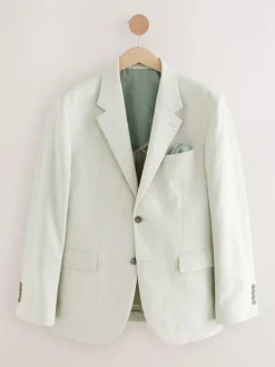 Next Ecru Tailored Fit Linen Blend Texture Suit Jacket Sale