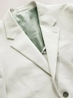 Next Ecru Tailored Fit Linen Blend Texture Suit Jacket Sale