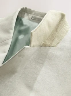 Next Ecru Tailored Fit Linen Blend Texture Suit Jacket Sale