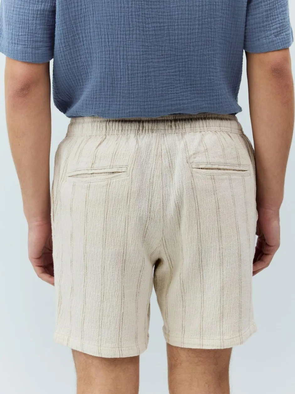 Next Ecru Textured Stripe Elasticated Waist Shorts Discount