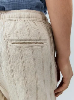 Next Ecru Textured Stripe Elasticated Waist Shorts Discount